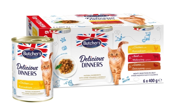BUTCHER'S Delicious Dinners Lihavalikoima hyytelössä 6 x 400g