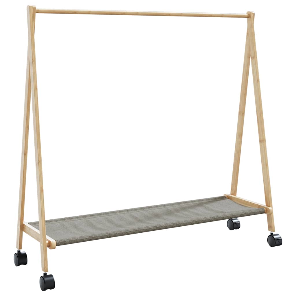 vidaXL Vaateteline hyllyillä ja pyörillä 106x34x106,5 cm bambu