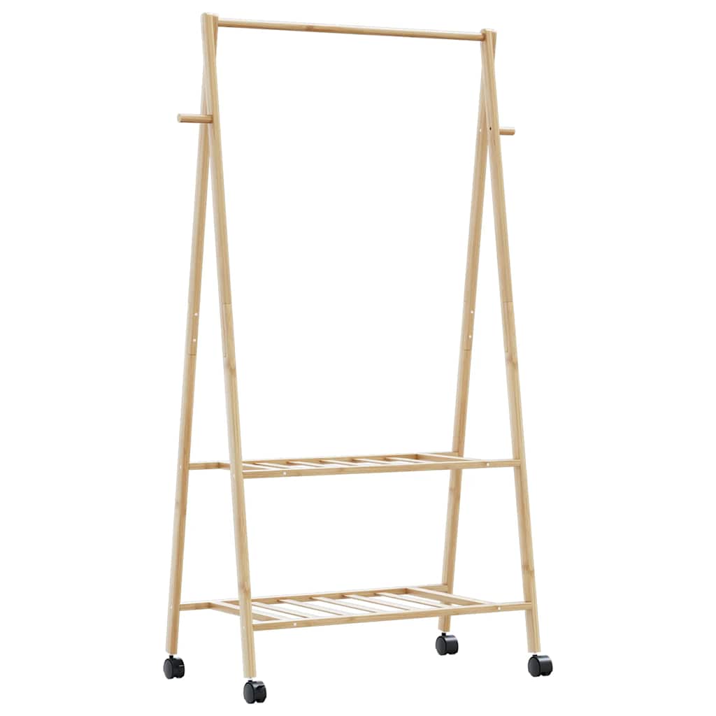 vidaXL Vaateteline hyllyillä ja pyörillä 96x45,5x155,5 cm bambu