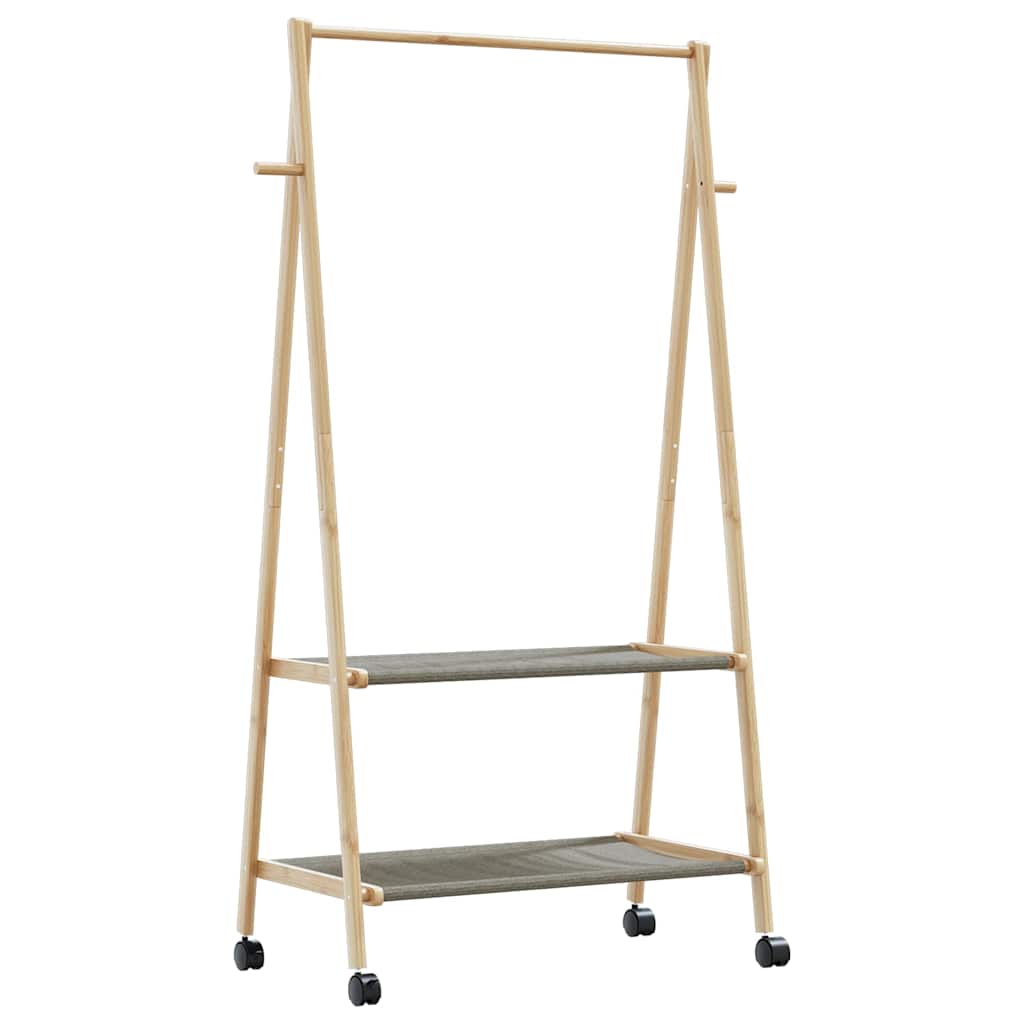 vidaXL Vaateteline hyllyillä ja pyörillä 96x45,5x155,5 cm bambu